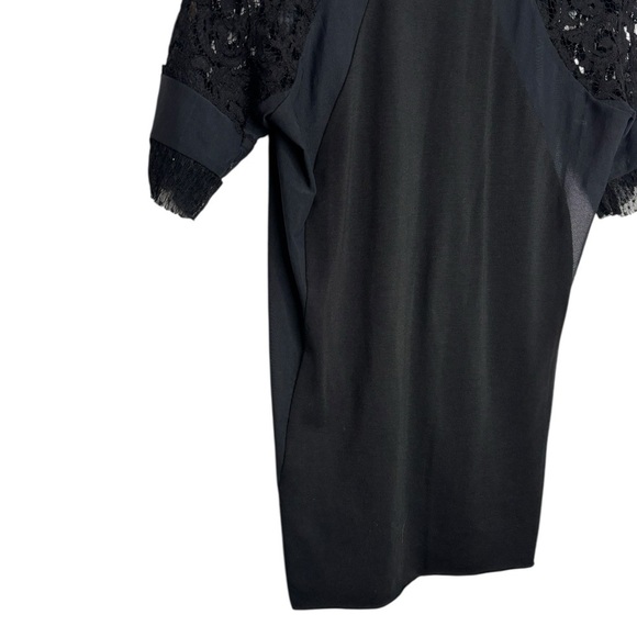 Gary Graham Designer Quiet Luxury Short Sleeve Lace Jersey Mesh Blouse Small - Picture 7 of 14